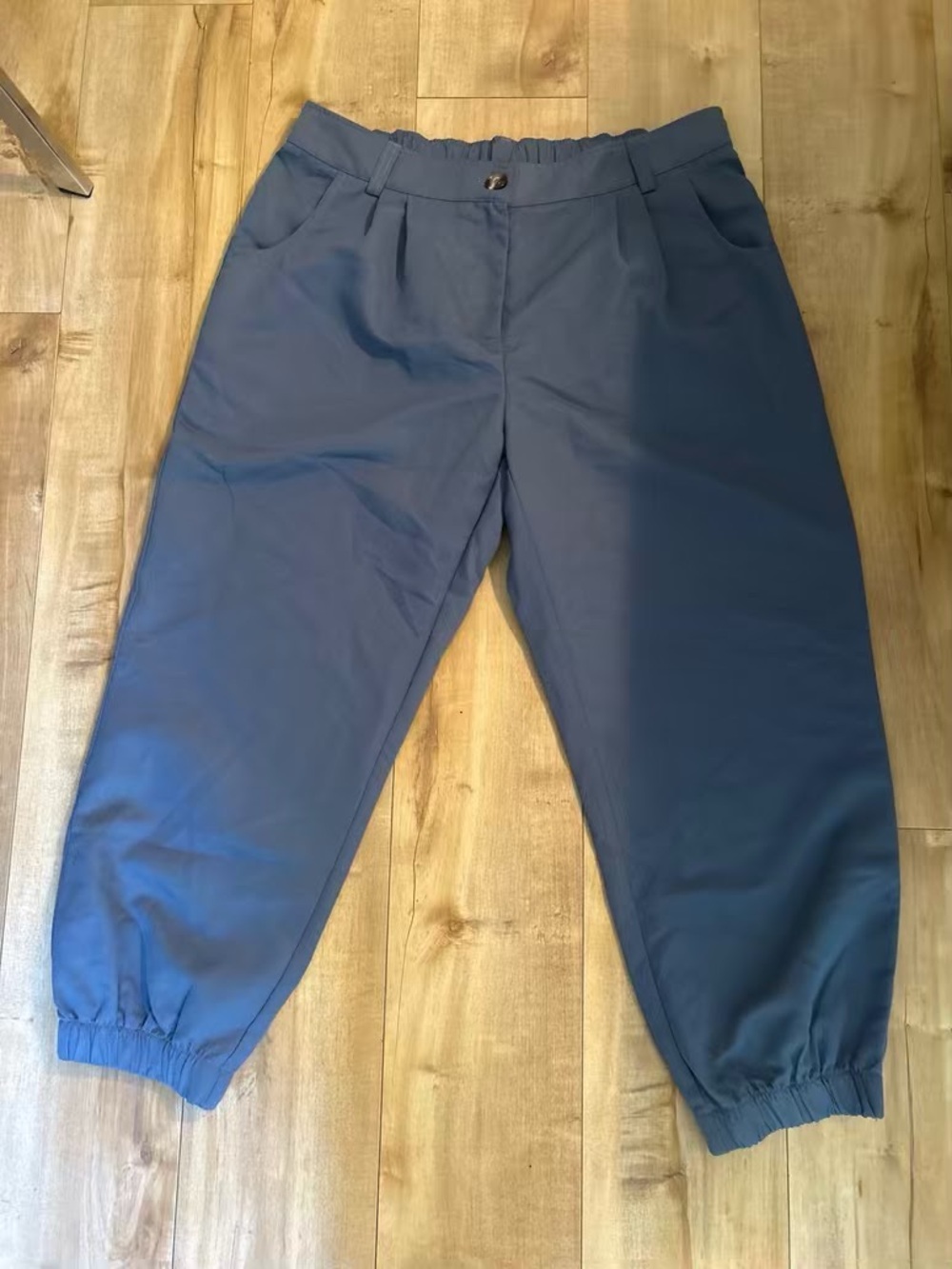 HALARA High Waisted Pleated Casual Jogger Pants Blue Size M Petite